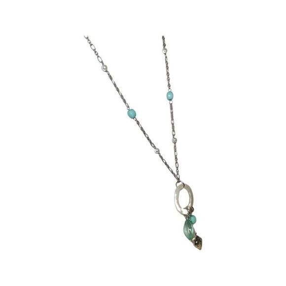 Lia Sophia Mother Of Pearl Mint Green Beaded Minimalist Silver Tone Necklace 30” - Picture 9 of 14